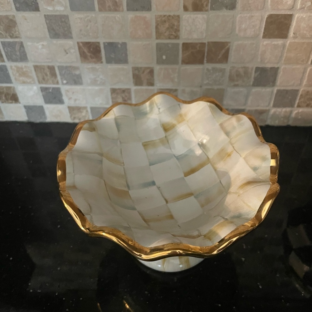 MacKenzie Childs Small Parchment Ceramic Compote - Rarest of the Rare! - Picture 3 of 16
